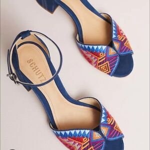 Nwob SCHUTZ Vibrant Blue and Multicolor Sandals